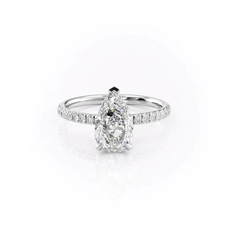 The Pave Alex Set With A 2 Carat Pear Moissanite