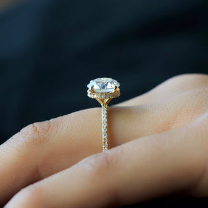The Pave Alex Set With A 3 Carat Round Lab Diamond