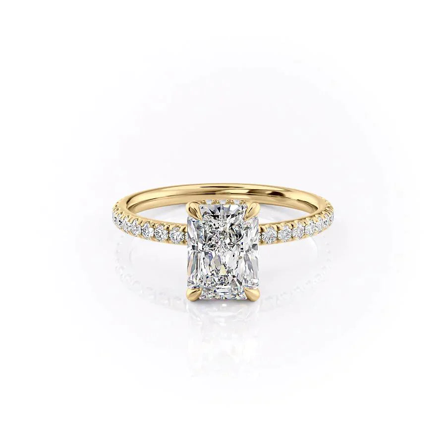 The Pave Alex Set With A 3 Carat Radiant Moissanite