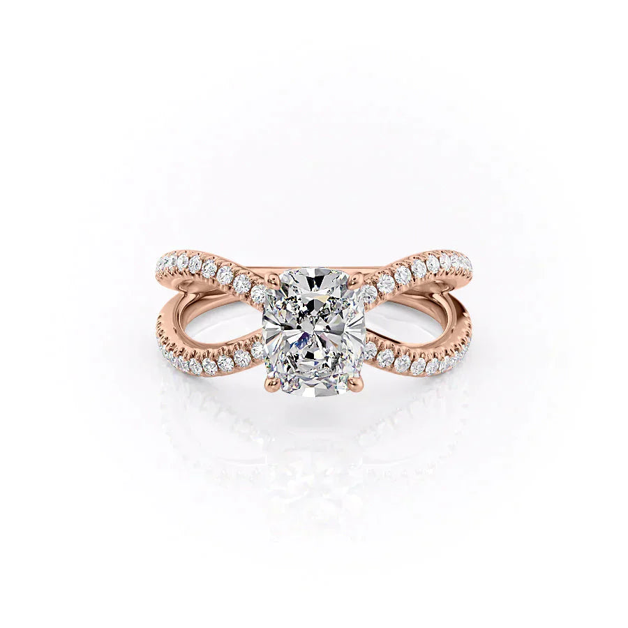 The Zoey Set With A 1 Carat Elongated Cushion Lab Diamond