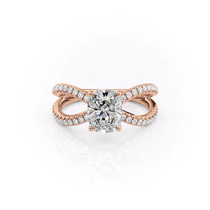 The Zoey Set With A 1.5 Carat Elongated Cushion Moissanite