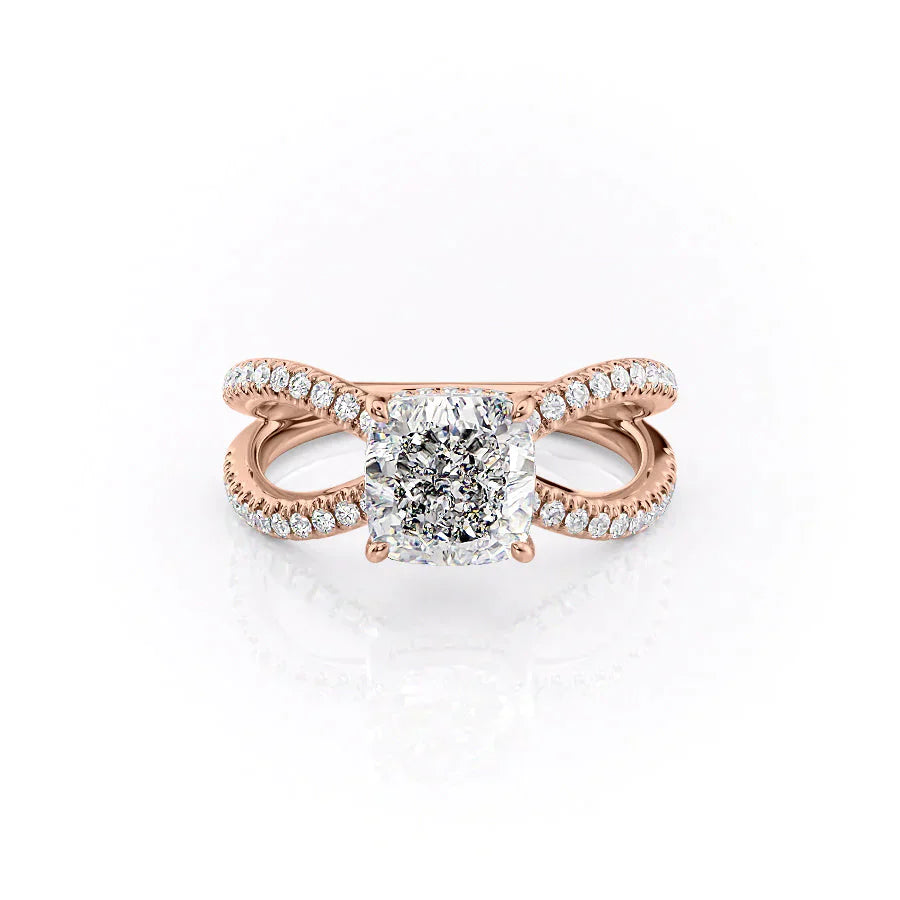 The Zoey Set With A 5 Carat Cushion Moissanite