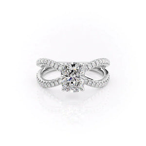 The Zoey Set With A 2 Carat Elongated Cushion Lab Diamond