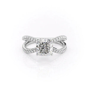 The Zoey Set With A 3.5 Carat Cushion Moissanite