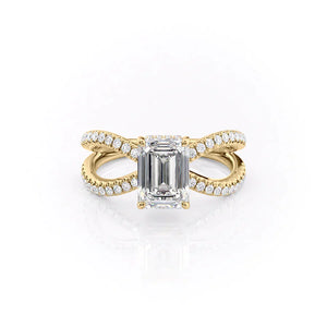 The Zoey Set With A 3.5 Carat Emerald Moissanite
