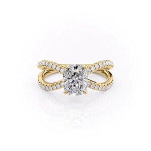 The Zoey Set With A 2 Carat Elongated Cushion Lab Diamond