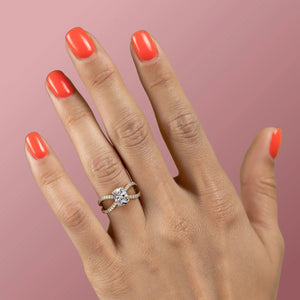 The Zoey Set With A 2 Carat Elongated Cushion Moissanite