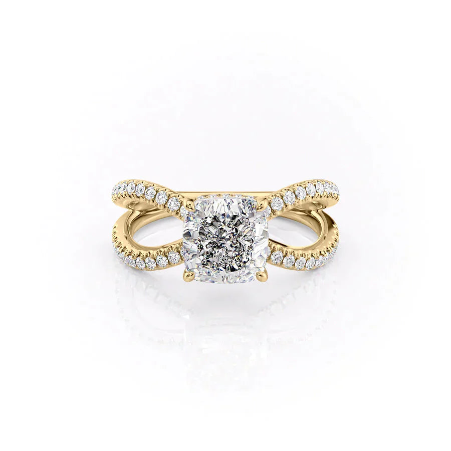 The Zoey Set With A 1 Carat Cushion Moissanite