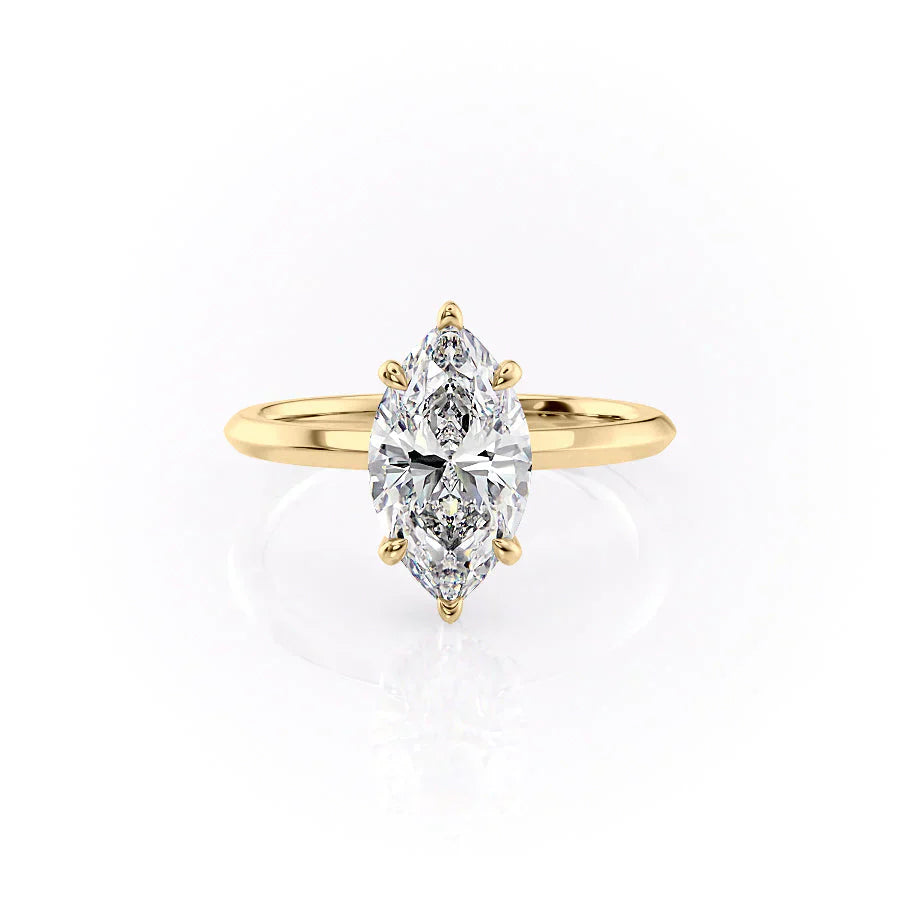 The Razor Kamellie Set With A 3 Carat Marquise Moissanite