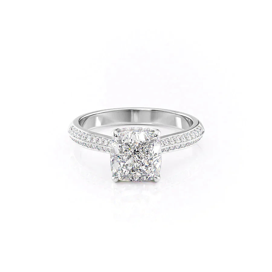 The Kayla Set With A 4 Carat Cushion Moissanite