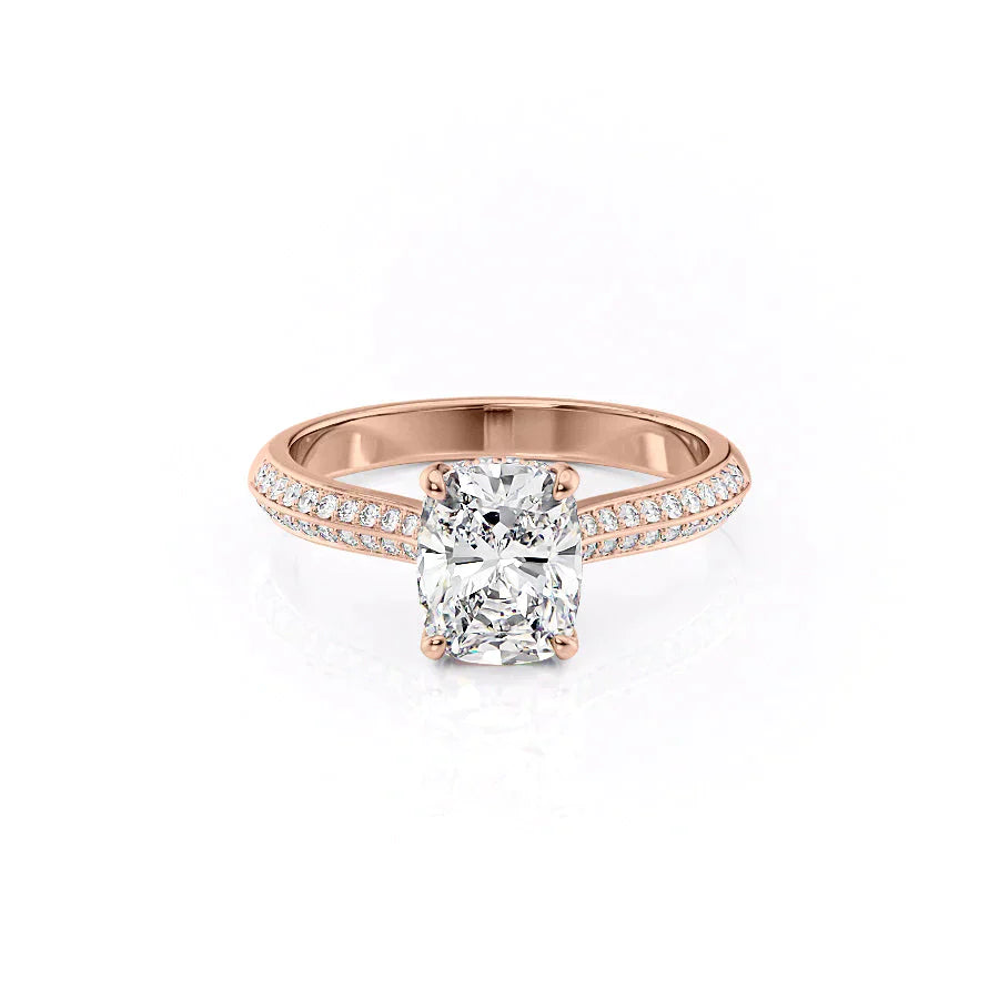 The Kayla Set With A 1.5 Carat Elongated Cushion Moissanite