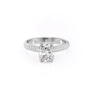 The Kayla Set With A 1.5 Carat Elongated Cushion Moissanite
