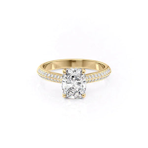 The Kayla Set With A 2 Carat Elongated Cushion Moissanite