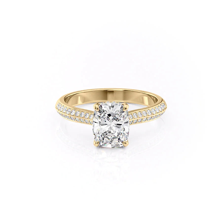 The Kayla Set With A Elongated Cushion Moissanite
