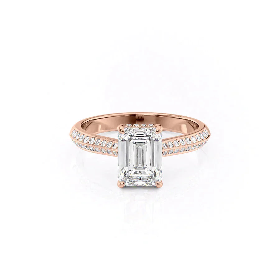 The Kayla Set With A 3.5 Carat Emerald Moissanite