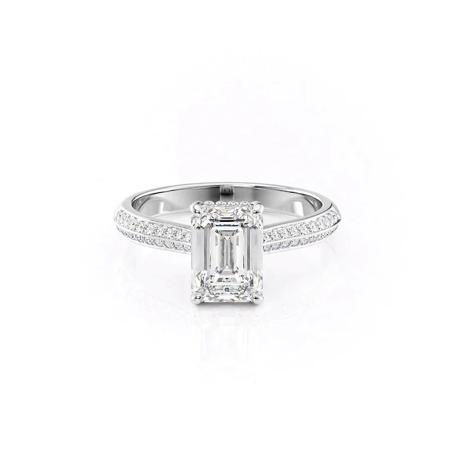 The Kayla Set With A 1.5 Carat Emerald Moissanite