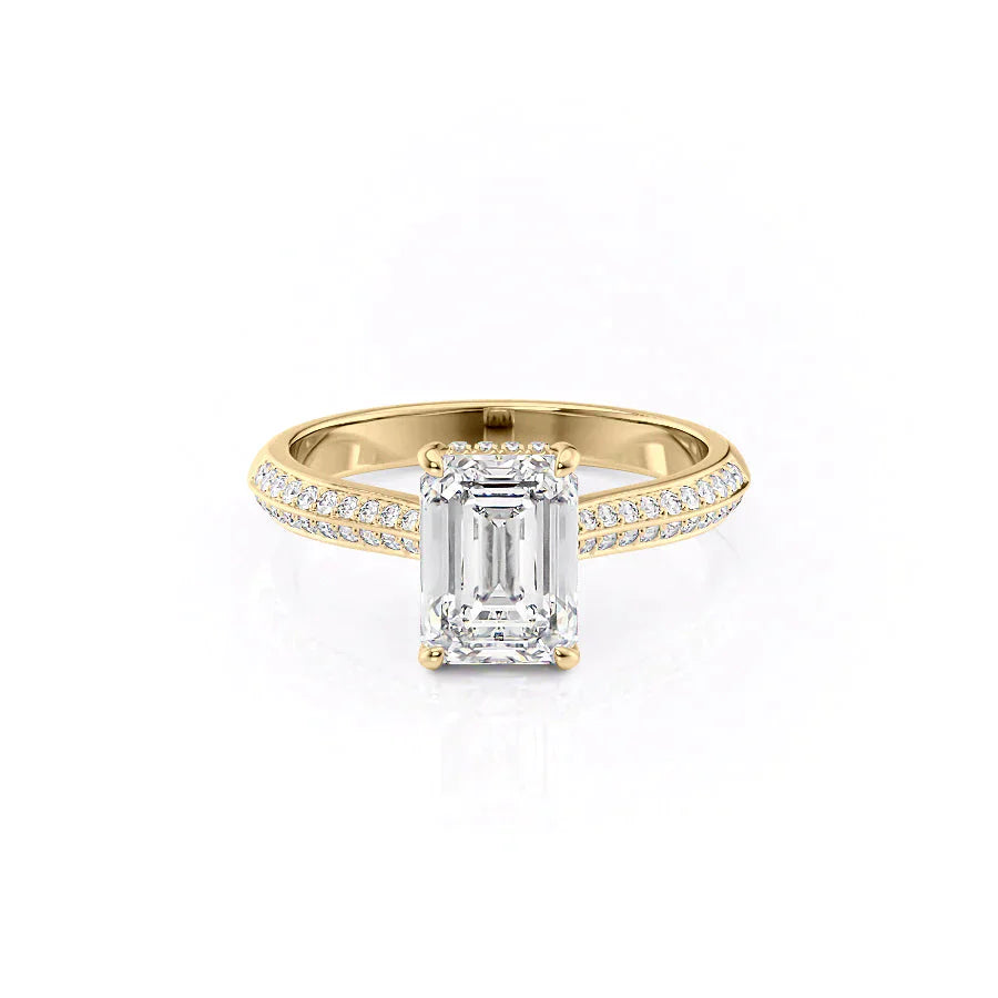 The Kayla Set With A 3.5 Carat Emerald Moissanite