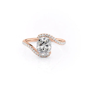 The Pave Skyler Set With A 4 Carat Elongated Cushion Moissanite