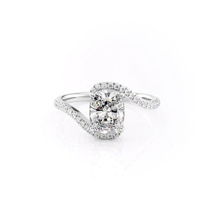 The Pave Skyler Set With A 2 Carat Elongated Cushion Lab Diamond
