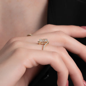 The Pave Skyler Set With A 2 Carat Elongated Cushion Moissanite