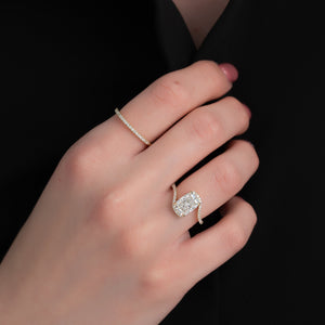 The Pave Skyler Set With A 2 Carat Elongated Cushion Moissanite