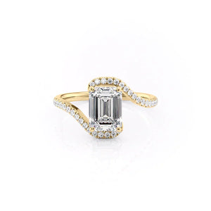 The Pave Skyler Set With A 1.5 Carat Emerald Lab Diamond