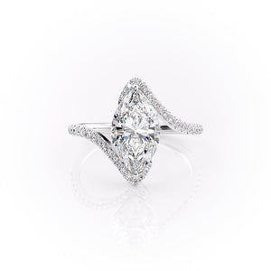 The Pave Skyler Set With A 2.5 Carat Marquise Lab Diamond