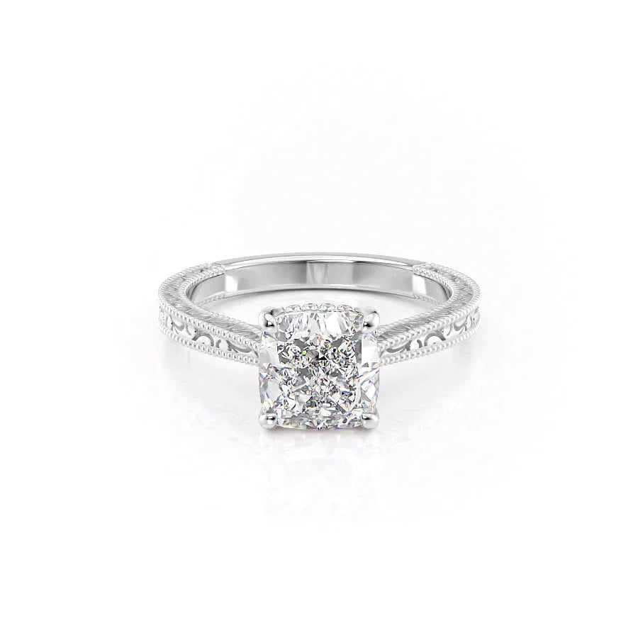 The Elizabeth Set With A 1 Carat Cushion Moissanite