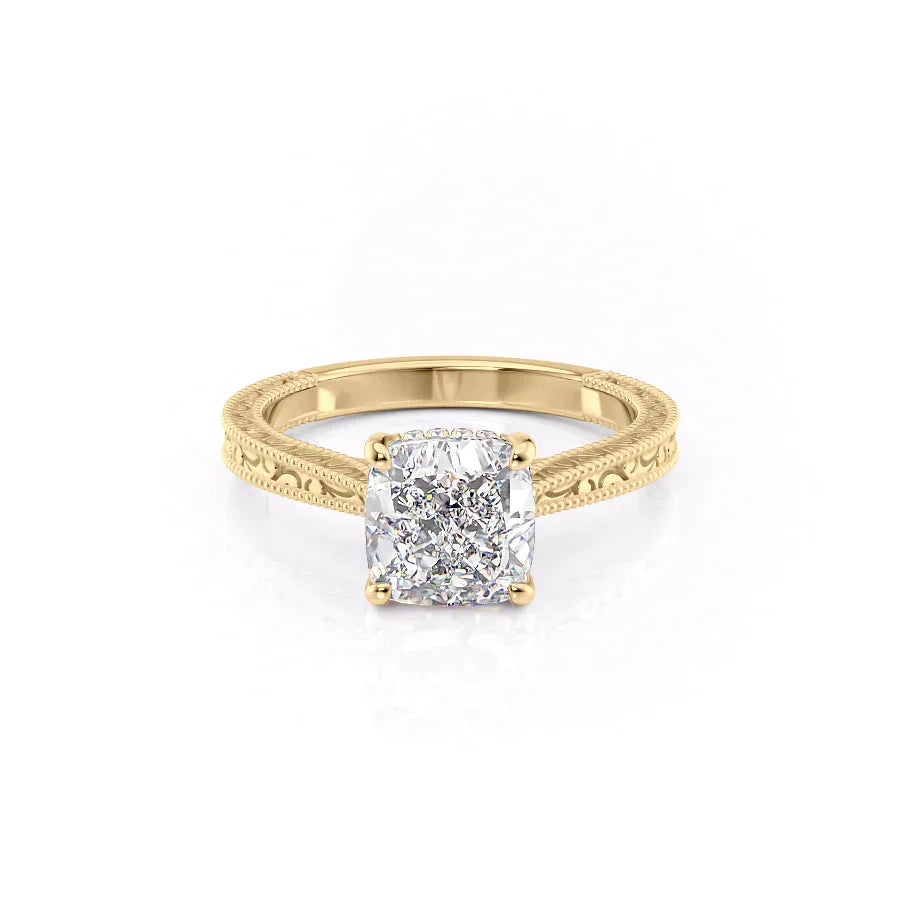 The Elizabeth Set With A 5 Carat Cushion Moissanite