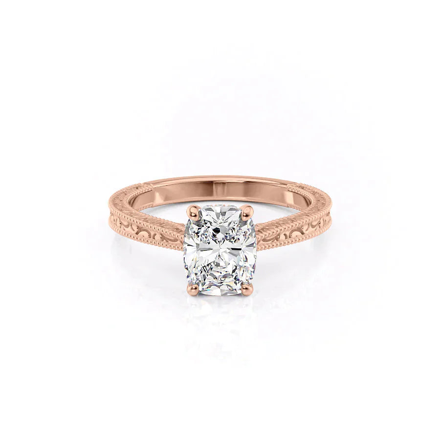 The Elizabeth Set With A 5 Carat Elongated Cushion Moissanite