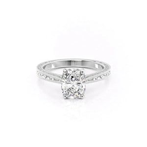 The Elizabeth Set With A 1.5 Carat Elongated Cushion Moissanite
