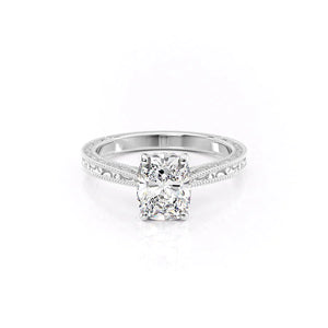 The Elizabeth Set With A 1.5 Carat Elongated Cushion Lab Diamond