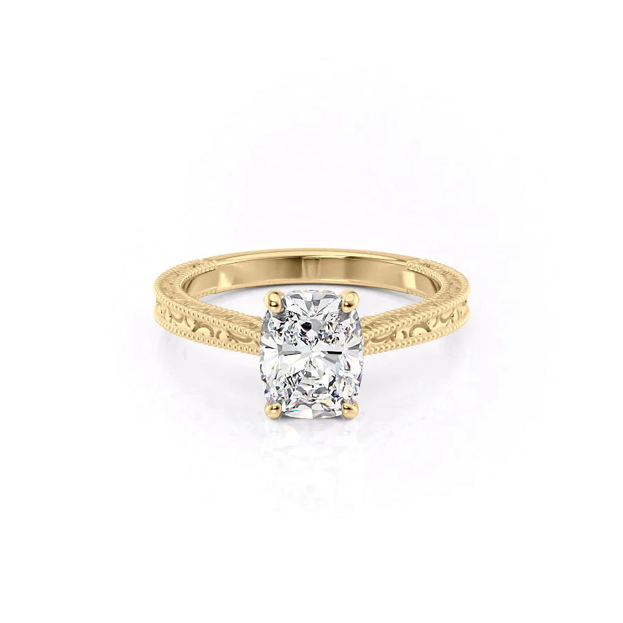 The Elizabeth Set With A 1.5 Carat Elongated Cushion Lab Diamond