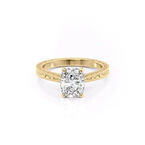The Elizabeth Set With A 4 Carat Elongated Cushion Moissanite