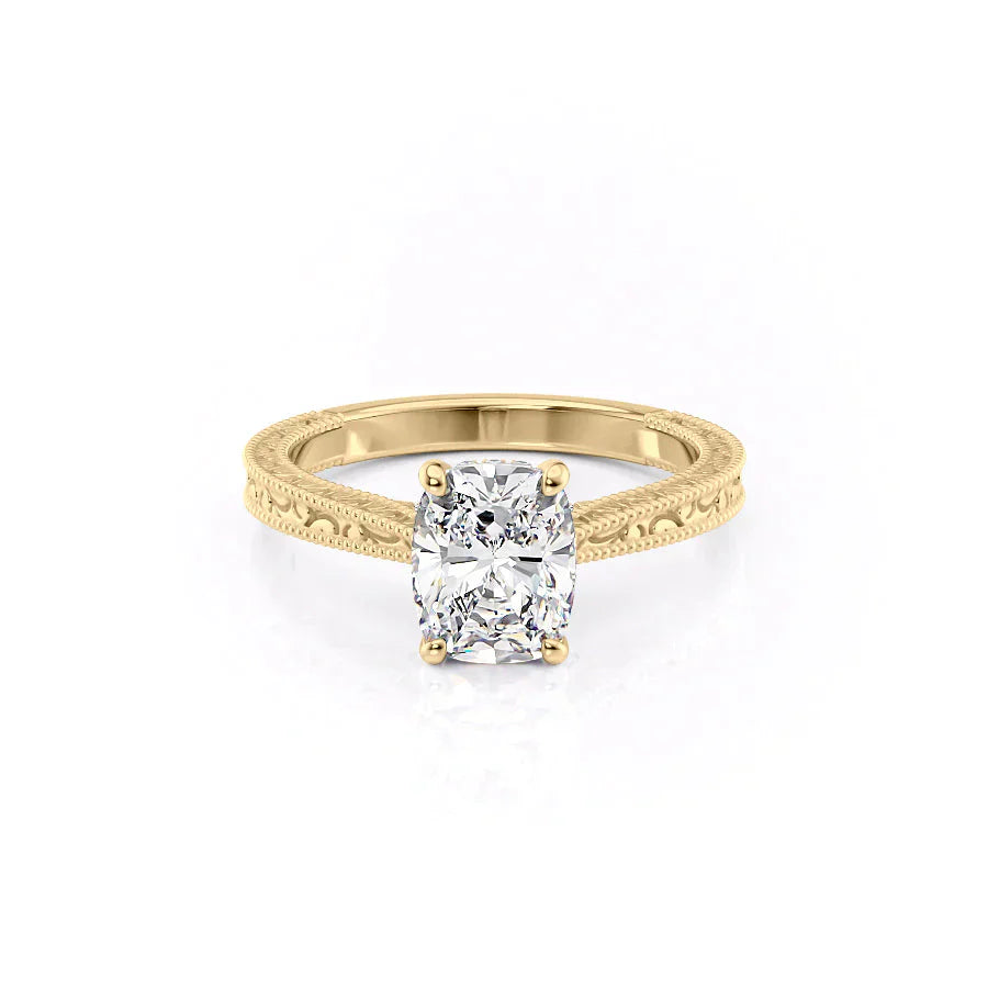 The Elizabeth Set With A 2 Carat Elongated Cushion Moissanite