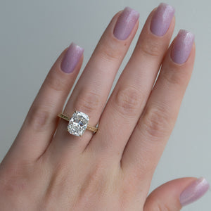 The Elizabeth Set With A 4.5 Carat Elongated Cushion Moissanite