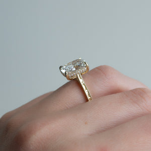 The Elizabeth Set With A 4.5 Carat Elongated Cushion Moissanite