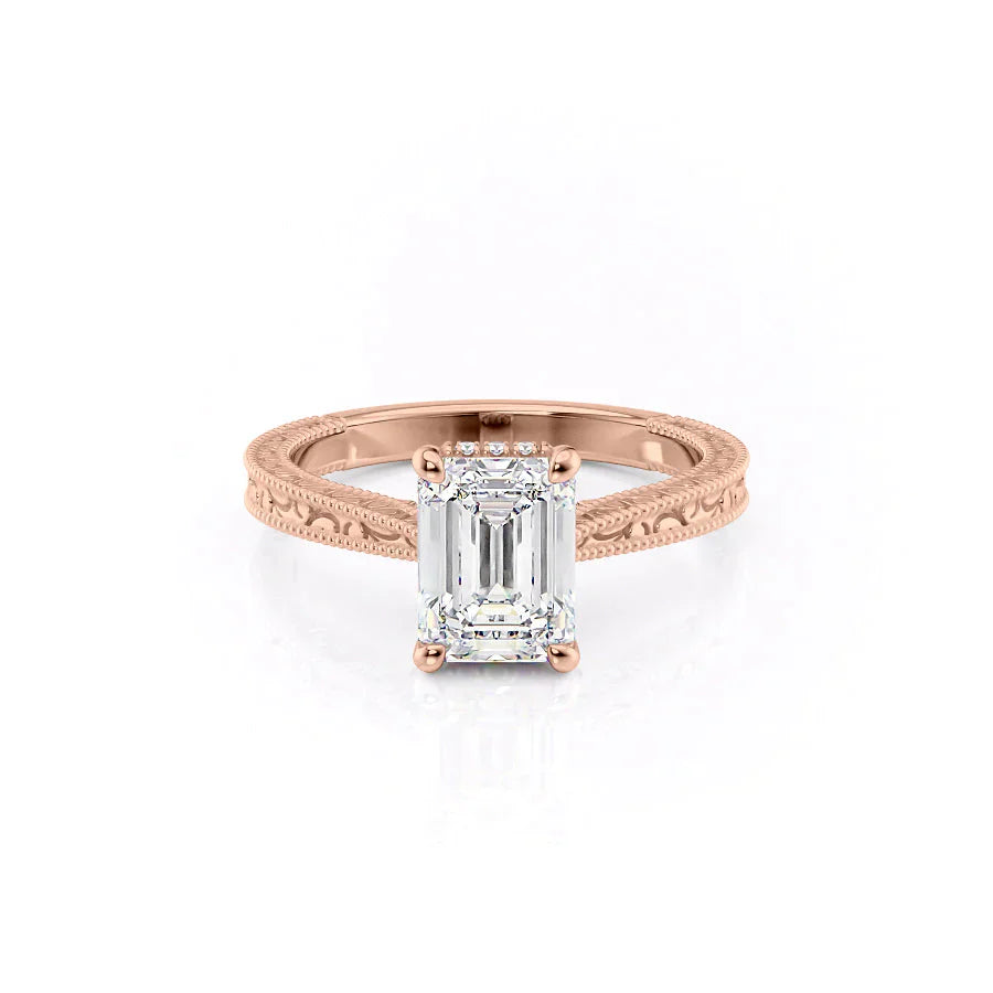 The Elizabeth Set With A 4.5 Carat Emerald Moissanite