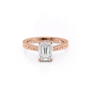 The Elizabeth Set With A 1.5 Carat Emerald Moissanite