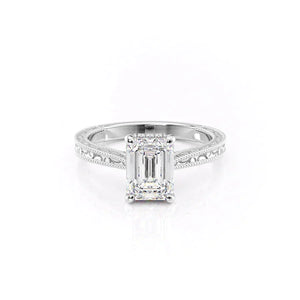 The Elizabeth Set With A 1 Carat Emerald Moissanite