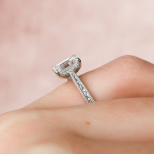 The Elizabeth Set With A 5 Carat Emerald Moissanite