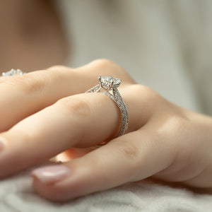 The Elizabeth Set With A 5 Carat Emerald Moissanite