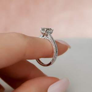 The Elizabeth Set With A 5 Carat Emerald Moissanite