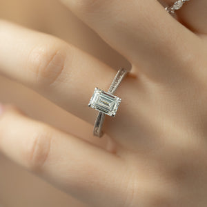 The Elizabeth Set With A 5 Carat Emerald Moissanite