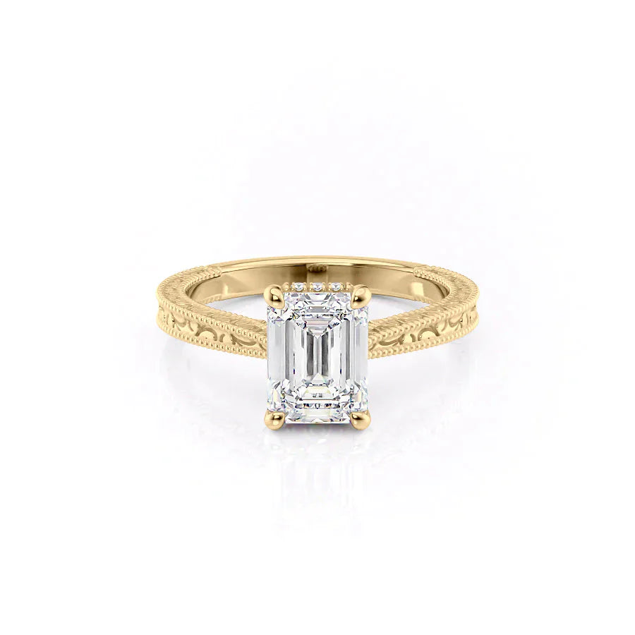 The Elizabeth Set With A 5 Carat Emerald Moissanite