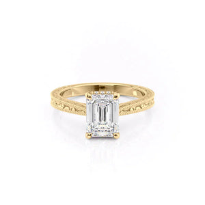 The Elizabeth Set With A 3.5 Carat Emerald Moissanite
