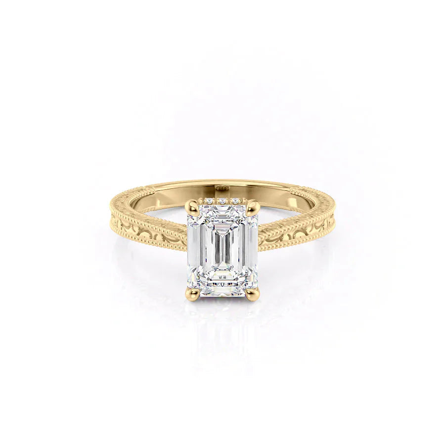 The Elizabeth Set With A Emerald Moissanite