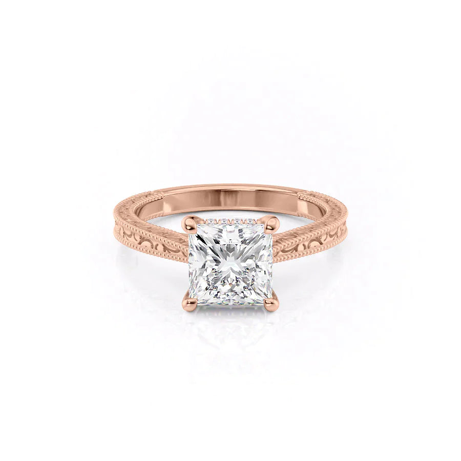 The Elizabeth Set With A 1 Carat Princess Lab Diamond