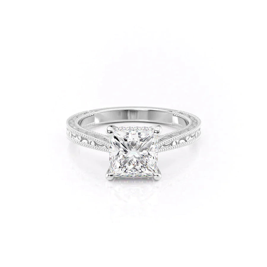 The Elizabeth Set With A 3 Carat Princess Lab Diamond