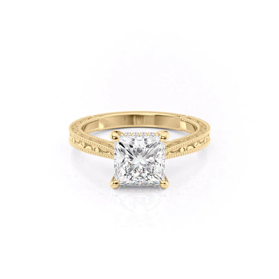 The Elizabeth Set With A 2 Carat Princess Lab Diamond
